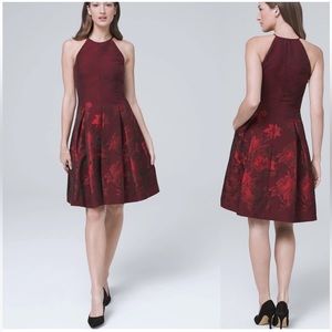 White House Black Market Floral Jacquard Fit and Flare Dress